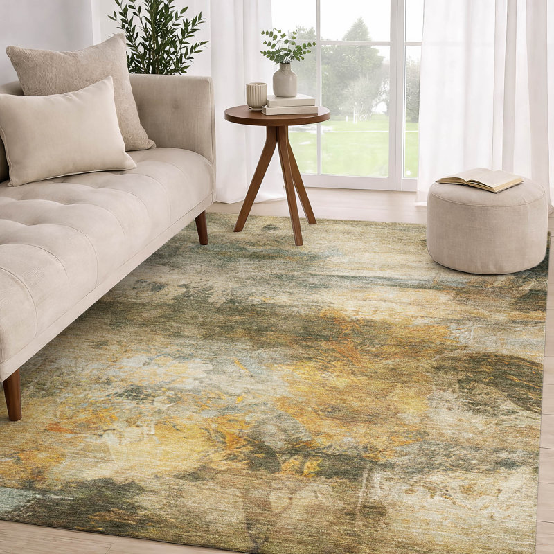Machine Washable Indoor/Outdoor Chantille ACN2881 Abstract Rug, Fern, 9' x 12'