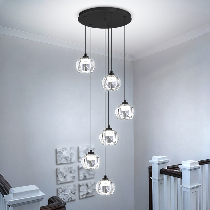 6 lustres ajustables modernes en cristal