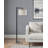 Aodh 61" Grey And Black Arc Floor Lamp With White Fabric Drum Shade
