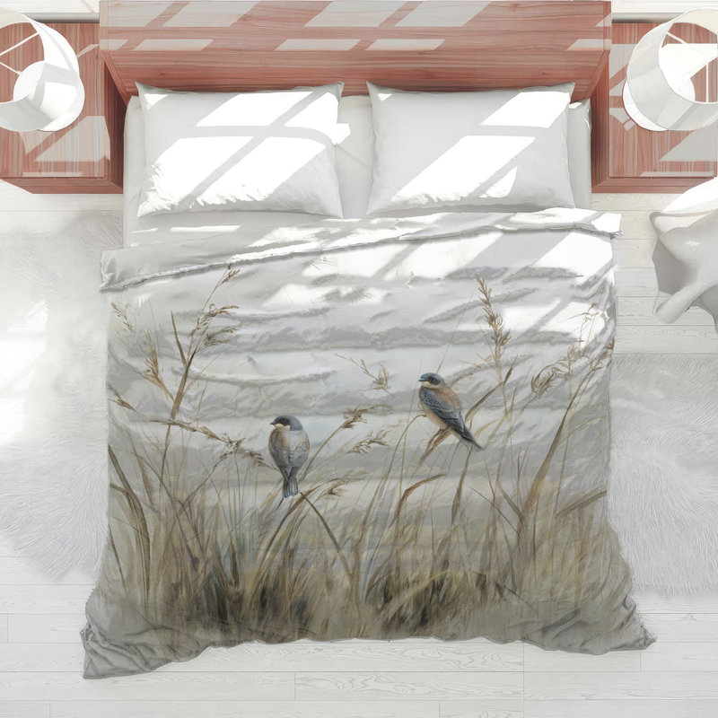 Two Birds On Grass Comforter, Queen