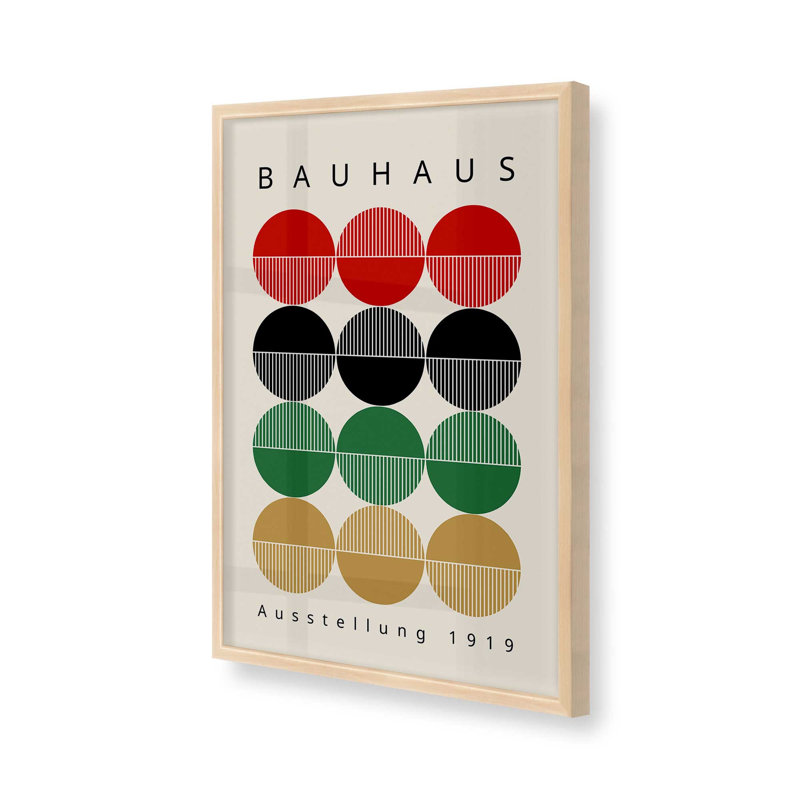 Cercles de Bauhaus rétro, Érable brut encadré, H 37 po x l 25 po