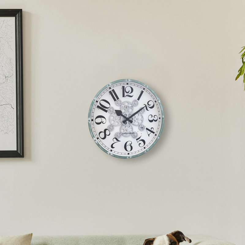 Henry Metal Wall Clock, Black/White/Light Blue