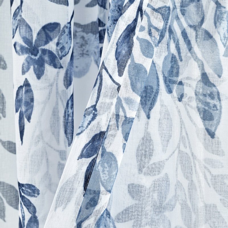 Tanisha Navy Sheer Floral Vine Polyester Window Panels