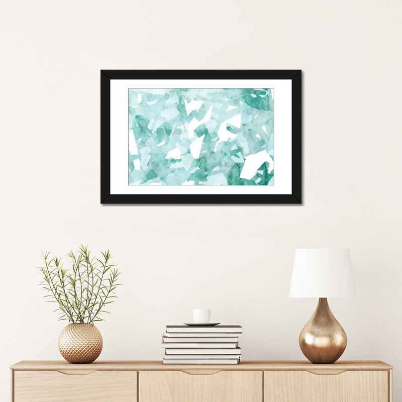 « aquarelle geo », impression sur toile, H 18 po x l 26 po x P 1,5 po, Toile avec cadre noir, Pas de tapis