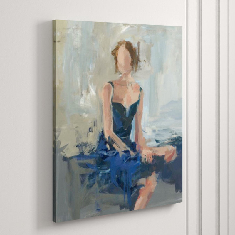 Lady In Blue Painting by Fern Cassidy, Glass Coat, 50" H x 40" W x 1.5" D