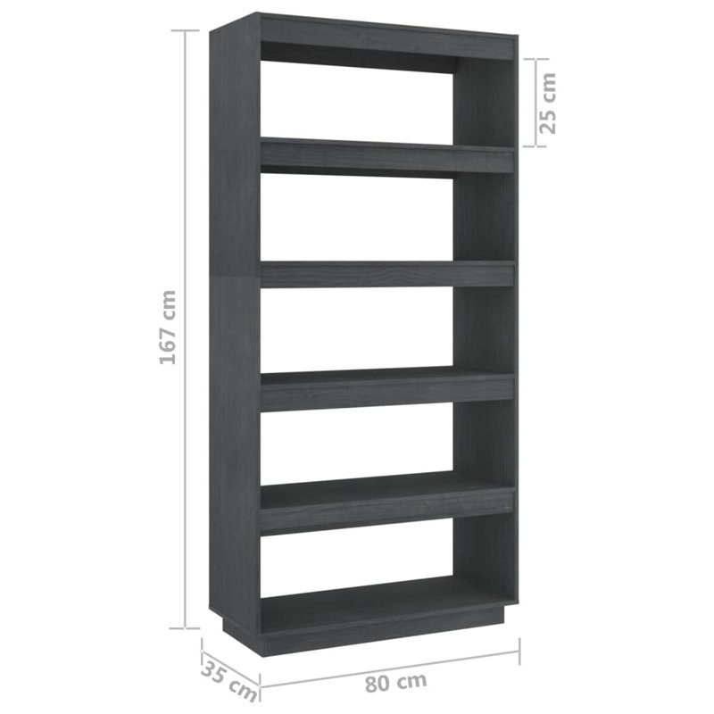 Gaizka 167cm H Solid Wood Etagere Bookcase, Grey, 167cm H x 80cm W x 35cm D
