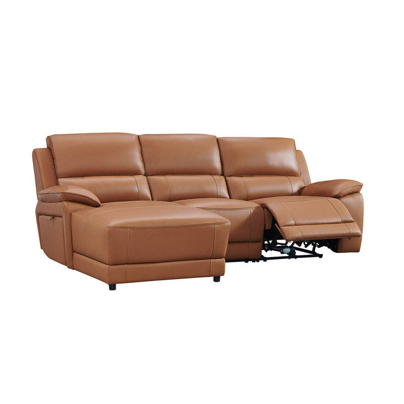 Carrabelle Leather Power Recliner Sectional, Left Hand Facing, Adobe Genuine Leather