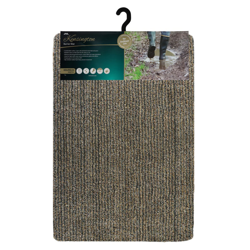 Kensington Non-Slip Striped Indoor Doormat, 1.2cm H x 60cm W x 90cm D