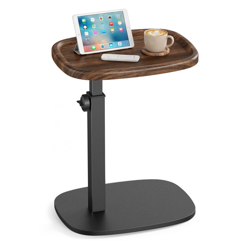 Tray Top Pedestal End Table, Brown, Black