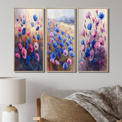 Bleu bleu printemps, champ de bleuets, collection d'art mural traditionnel