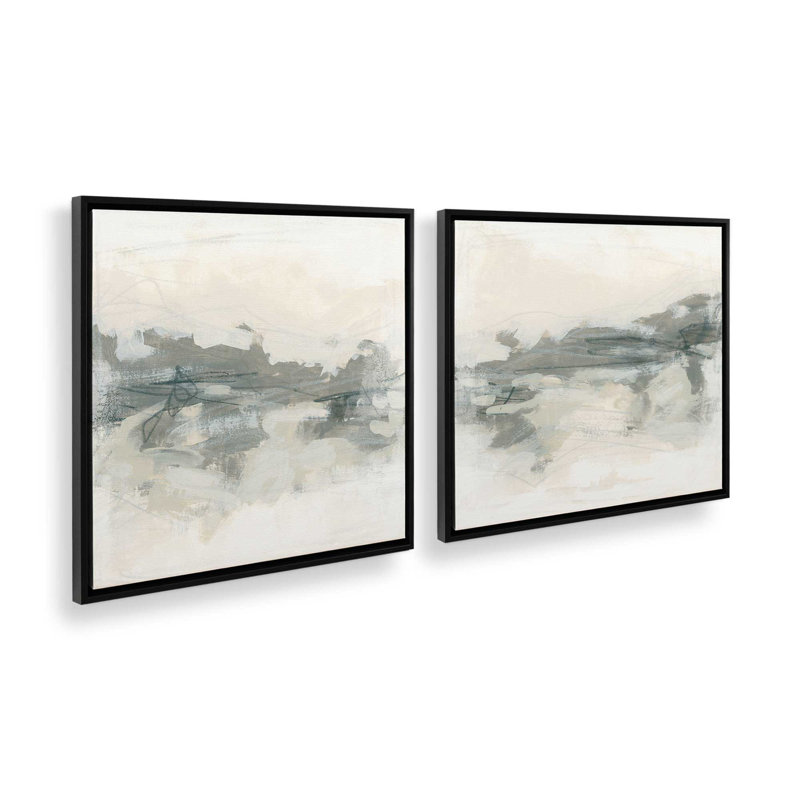 Ensemble de 2 lignes douces de mémoire, H 25 po x l 50 po, Cadre flottant noir satiné