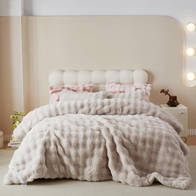 Ensemble d'édredon en fausse fourrure moelleuse, ensemble de literie pelucheux vison moelleux, ensemble de literie 3 pièces