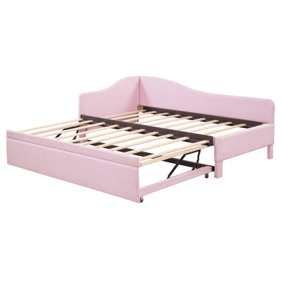 Twin Size Upholstered L-Shaped Upholstered Daybed with Pop Up Trundle