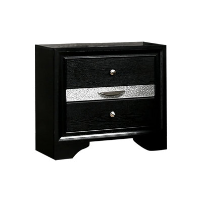 Modern Black Nightstand With 3 Drawers & For Bedroom Grace 3 , Accessory Piece