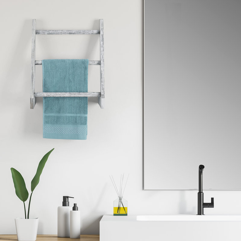 Porte-serviettes mural en bois, Blanc cassé