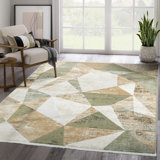 Tapis abstrait en polypropylène vert / gris