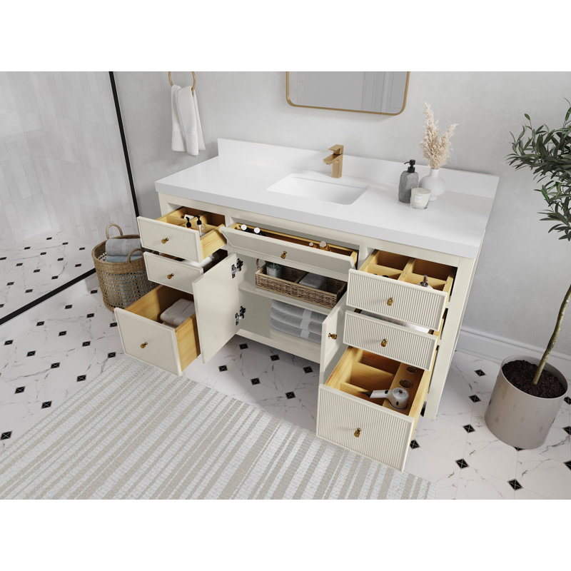 Sonoma 60" Alabaster Bathroom Vanity with Pearl Gray Top