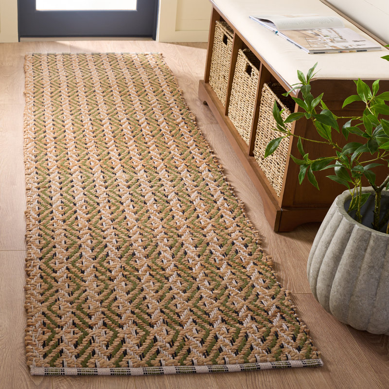 Natural Fiber 661 Flatweave 80% Jute; 20% Cotton Geometric Rug, Runner 2'3" x 8'