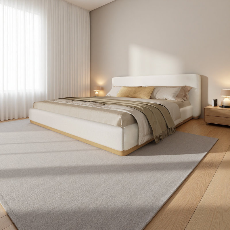 Lit rembourré élégant avec structure en bois massif, offrant une nouvelle expérience de sommeil confortable, très grand lit