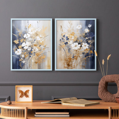 FLORAL Series CCCCLXII - Reproduction encadrée de qualité supérieure - prête à être accrochée - aucun clou requis - aucun clou requis