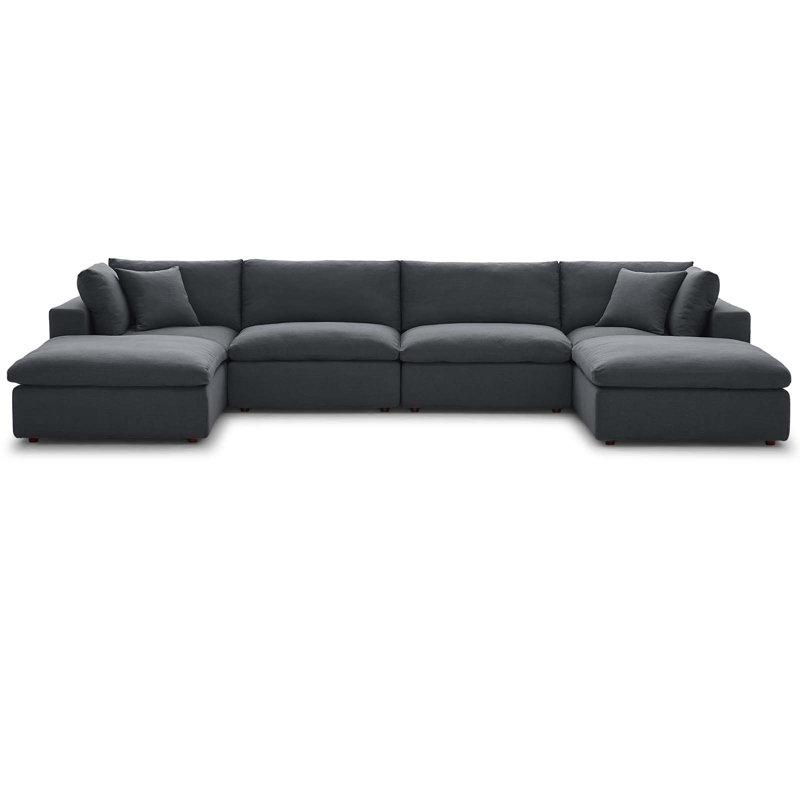 Modway Copper Grove Hrazdan Down-filled 6-piece Sectional Sofa Set, Gray Performance Velvet