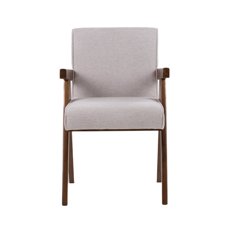 Ensemble de 2 chaises de salle à manger Cid Jose, polyester beige, bois de noyer brun