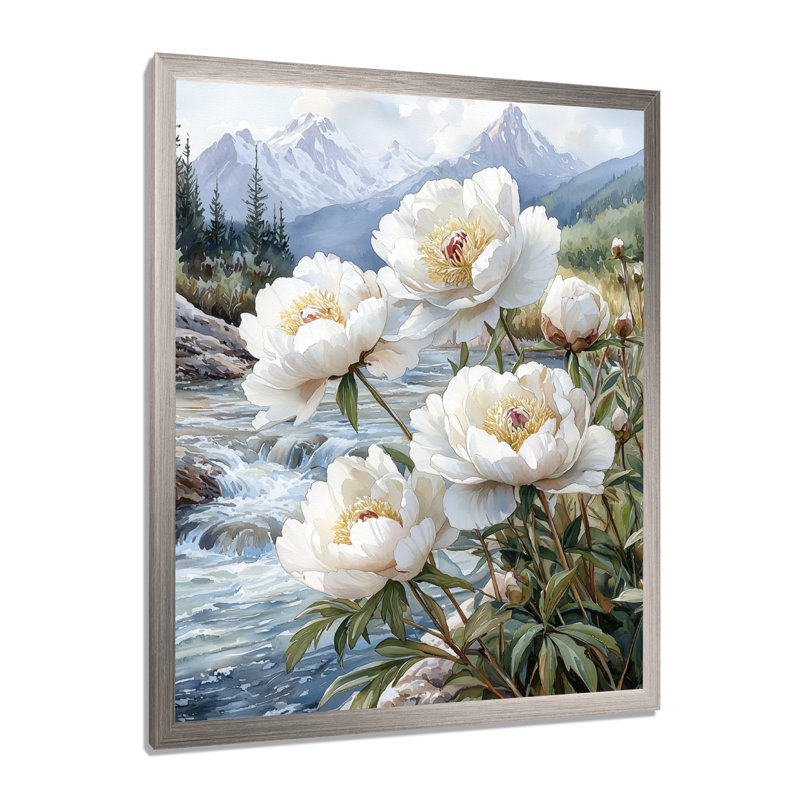 Gradyn - salon d'art mural floral, H 32 po x l 24 po, Reproduction encadrée d'une seule photo, Argent argent