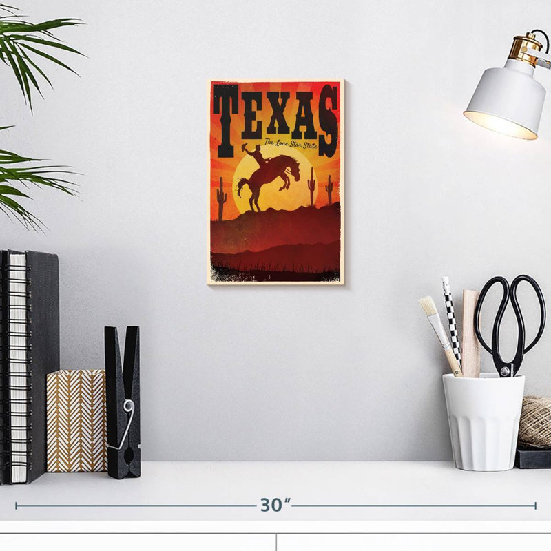 Texas State Poster, 12" H x 8" W
