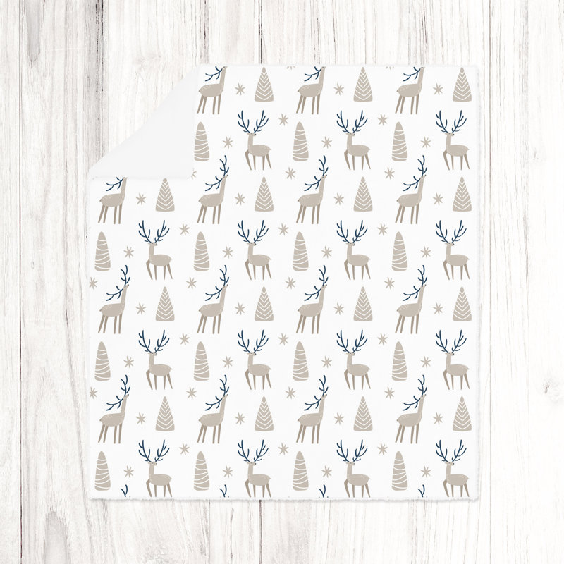 Throw Blanket, 51" W x 60" L, Animal Print/Abstract, Tan/White