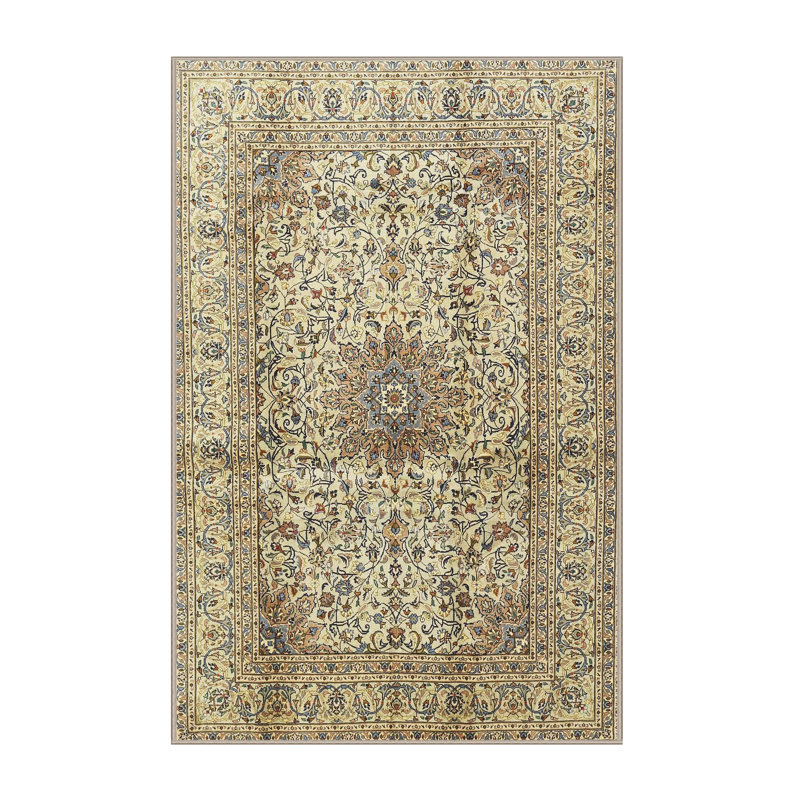 Tapis vert/brun traditionnel, Rectangle 5 pi x 7 pi