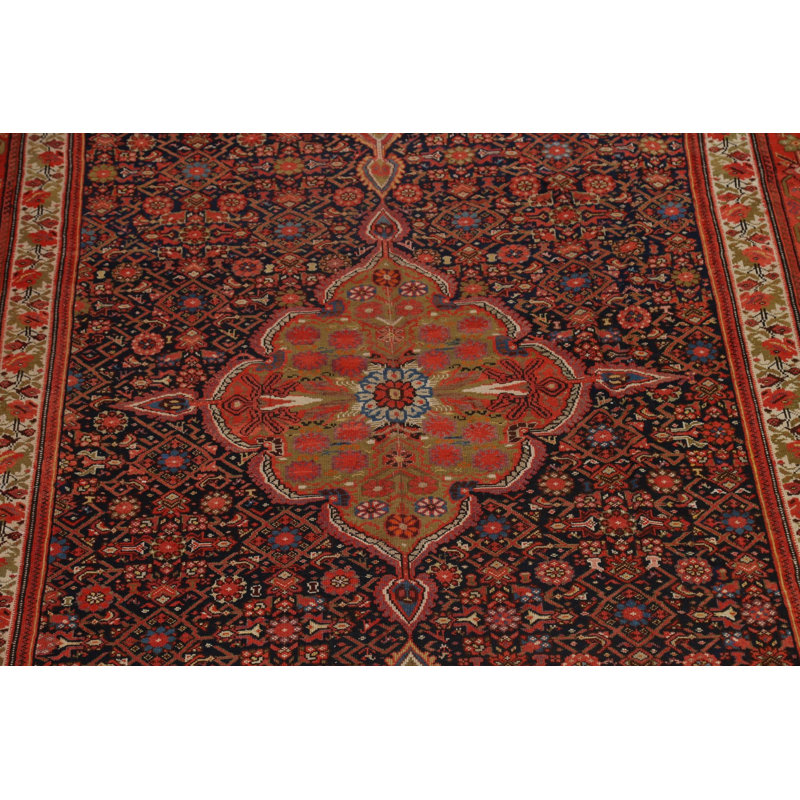 Tapis rouge en laine noué à la main de conception unique 10 pi 3 po x 19 pi 7 po