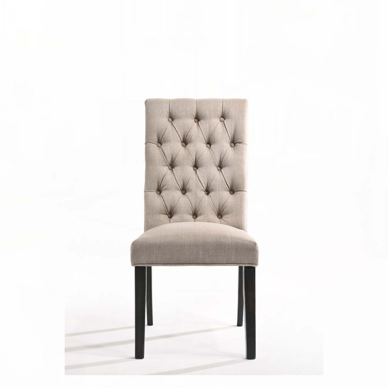 Ensemble de chaises de salle à manger rembourrées en lin avec dossier rembourré, 4 pattes