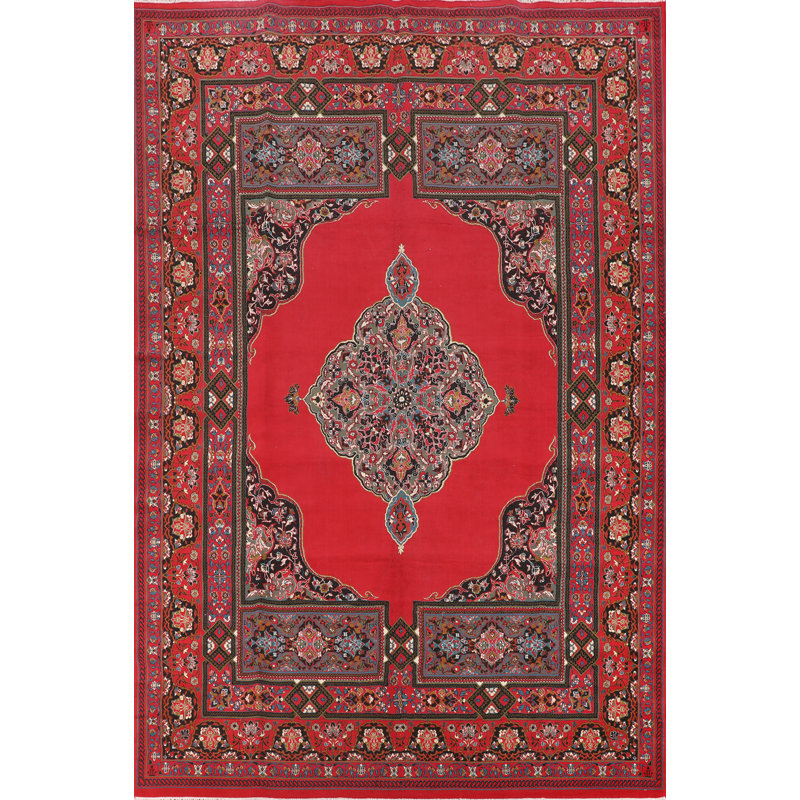 Geometric Red Traditional Turkish Area Rug 10x13