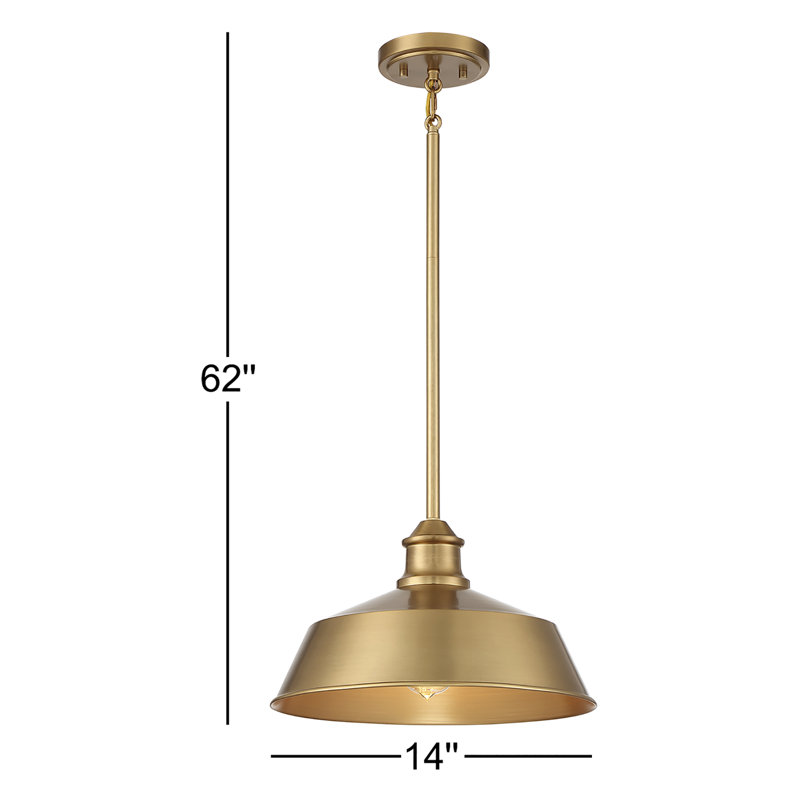 Luminaire suspendu simple 1 lumière Jeb, Laiton naturel