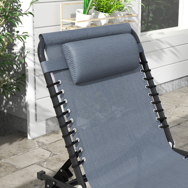 Chaise longue de piscine pliante, Gris, 2