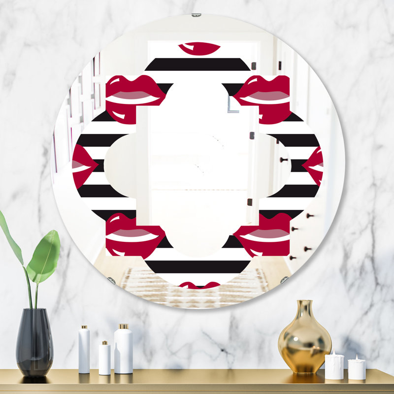 Miroir mural moderne à motif contemporain & quadrilobe lèvres, H 23,6 po x l 23,6 po