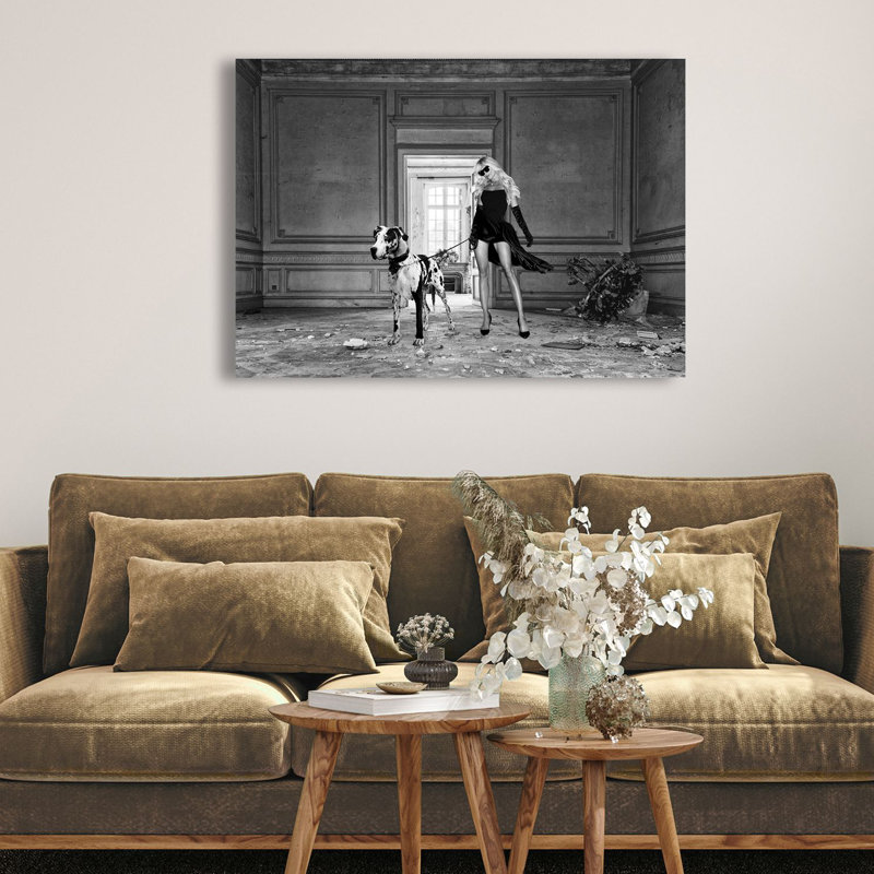 3AP6133 Unconventional Womenscape #7, In The Palace (BW) by Julian Lauren - Wrapped Canvas Art Prints