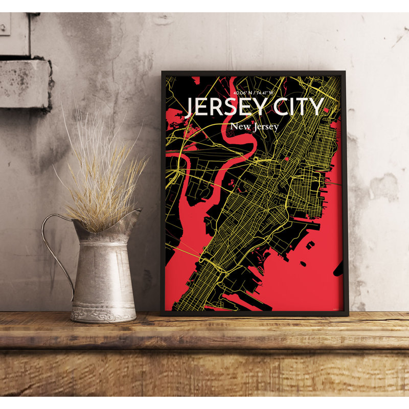 Jersey City City Map - No Frame Print, 50.8cm H x 40.6cm W x 0.1cm D