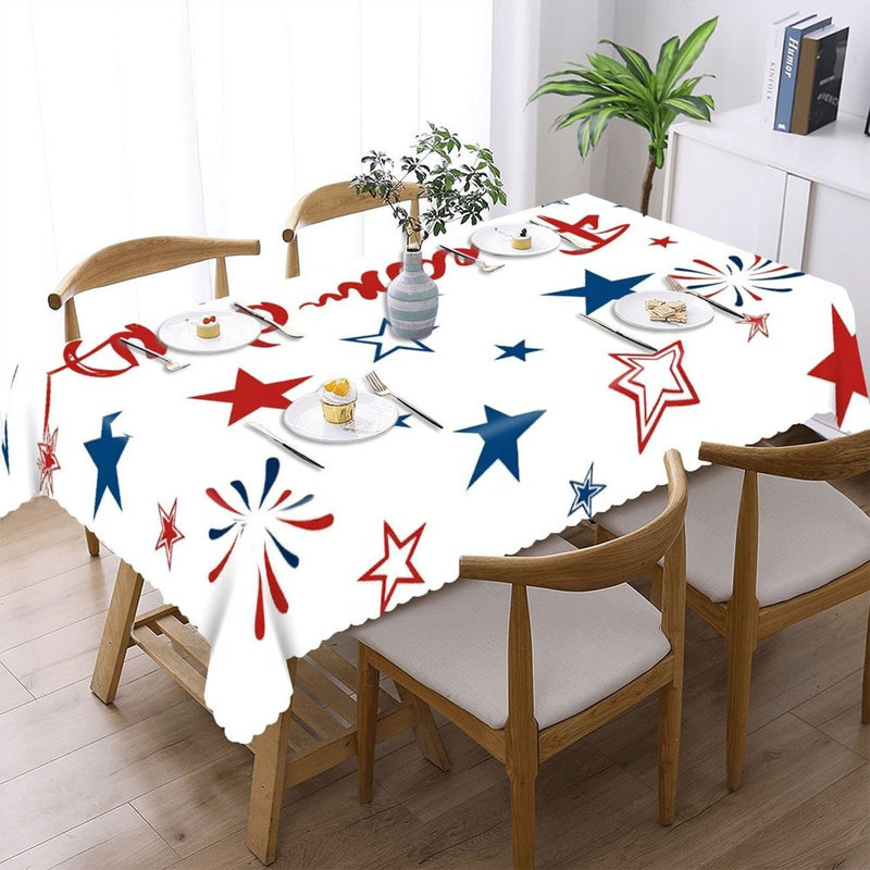 Housse pour table rectangulaire avec rebords festonnés 60 po x 120 po Freedom Day Firework Star