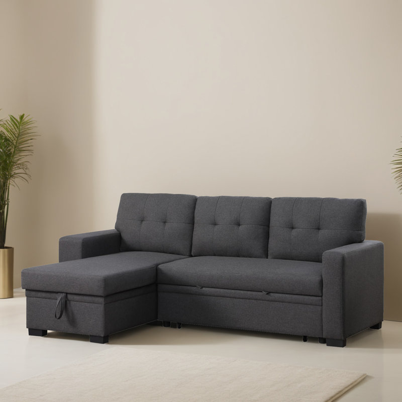 Canapé-lit modulaire réversible avec rangement 92,12 po, Lin gris foncé