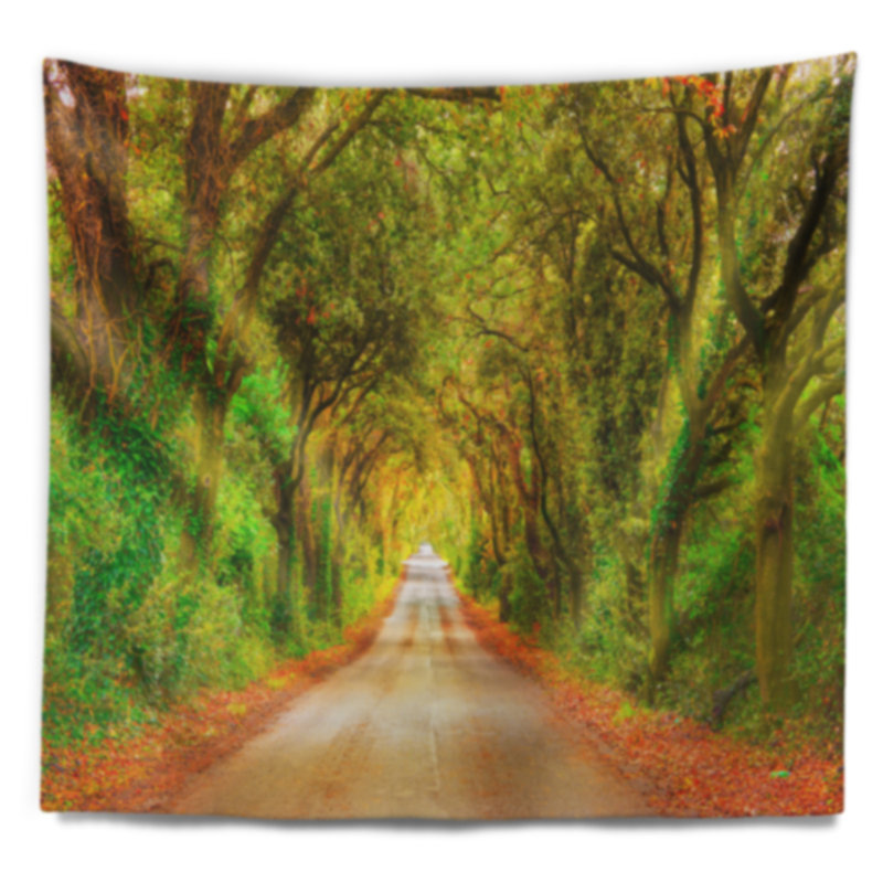 Tapisserie «Forest Fall Greenery and Road», H 78 po x l 92 po