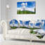 Coussin décoratif à imprimé paysage vert et bleu printemps