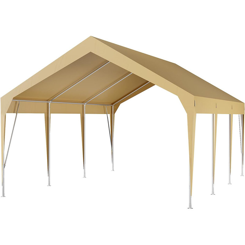 Heavy Duty Carport, Portable Garage Car Canopy in , 111.6" H x 120" W x 240" D, Khaki