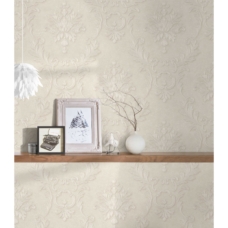 Rouleau de papier peint damassé l 33 pi x p 21 po Lanphear, Albâtre
