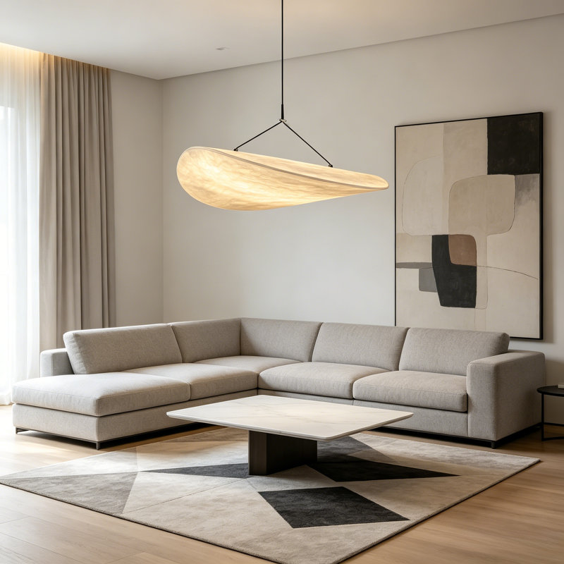 Lustre moderne en soie Wabi-sabi , 78.7" H x 5.5" W x 27.6" D