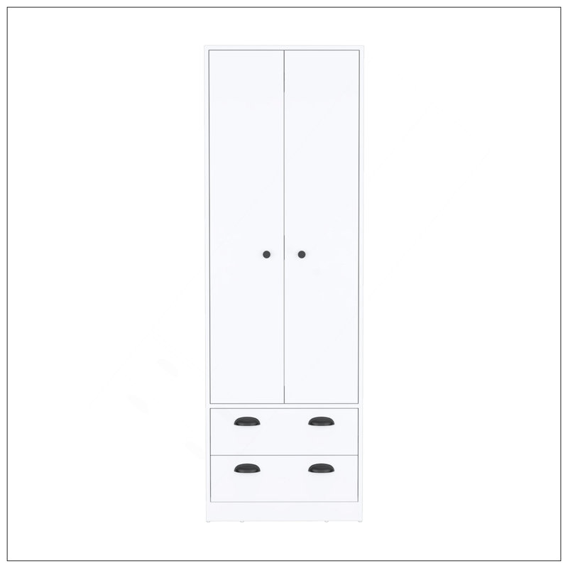 Armoire H 70 po avec 2 tiroirs et 2 portes, blanc