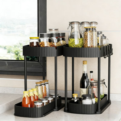 2-Pack Pull-Out Under Sink Organizer With Drawer, Multi-Purpose Storage Solution For Kitchen And Bathroom Cabinets, Space-Saving Design