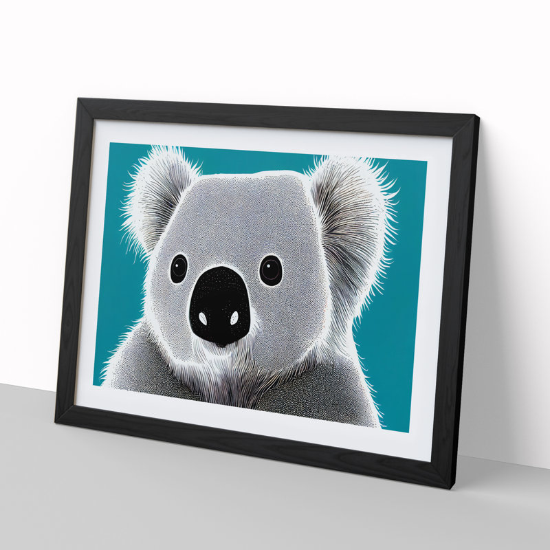 Cute Koala Bear - Framed Print, Black, 46cm H x 64cm W x 2cm D
