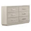 Commode 1 pièce à 6 tiroirs gris clair en acacia massif de style transitionnel avec glissière latérale en métal