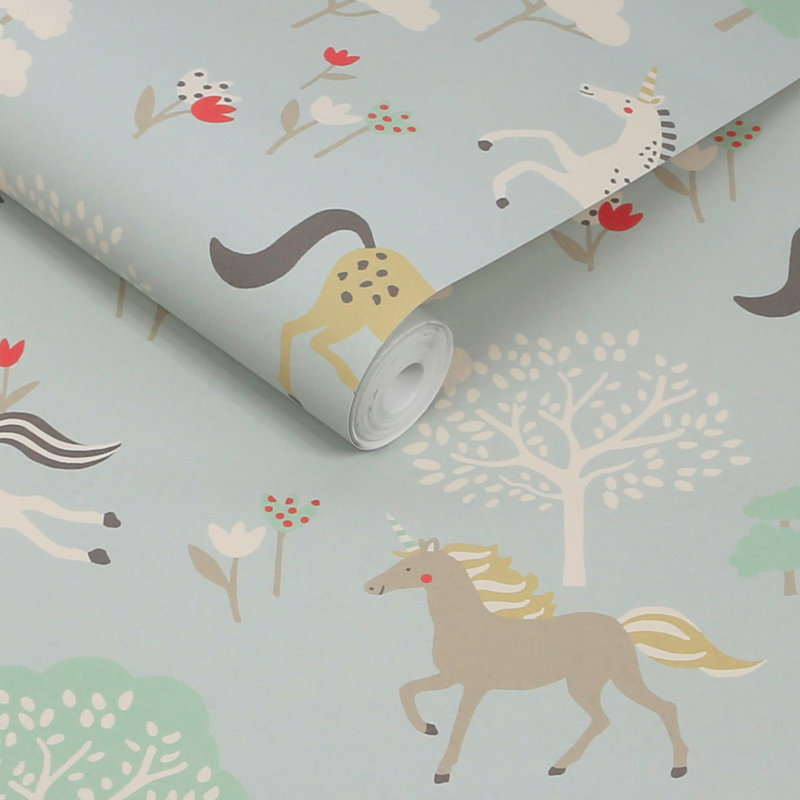  Forest Ponies Witham Blue Wallpaper
